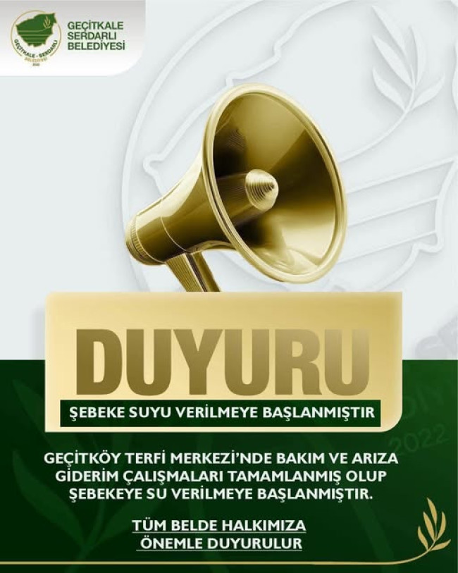 Şebeke suyu verilmeye başlanmıştır.