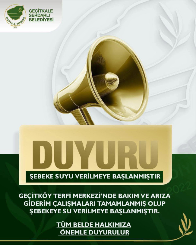 GEÇİTKALE SERDARLI BELEDİYESİ&#039;NDEN ÖNEMLİ DUYURU