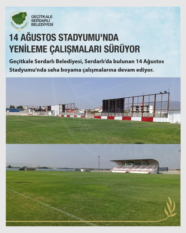 14 AĞUSTOS STADYUMU’NDA YENİLEME ÇALIŞMALARI SÜRÜYOR
