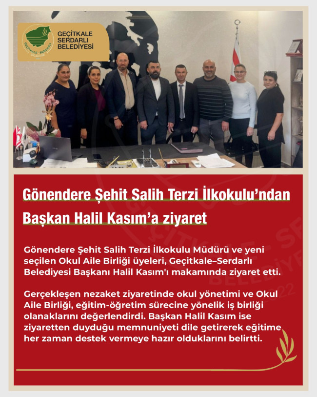 G&Ouml;NENDERE ŞEHİT SALİH TERZİ İLKOKULU&rsquo;NDAN BAŞKAN HALİL KASIM&rsquo;A ZİYARET